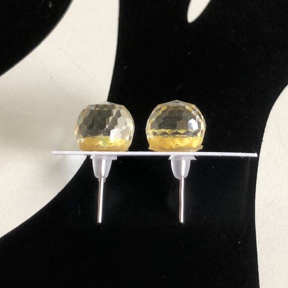 4 for $20 Round Yellow Glitter Stud Earrings - Picture 3 of 3